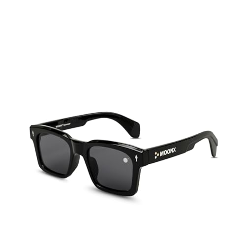 Image of MOONX Cosmic S1 UV Protected Wayfarer Sunglasses for Men & Women | Black PC Frame | Black Lens | Stylish Unisex Eyewear for Driving, Travel & Casual Outings