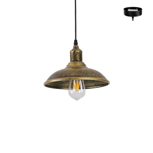 ペンダントライト アンティークレトロ 1灯 ダイニングライト おしゃれ 吊り下げ照明 ダクトレール式 インテリア照明 E26 / E27口金 北欧 居間 食卓 玄関 キッチン レストラン 電球別売り (黄銅 引っ掛け式)