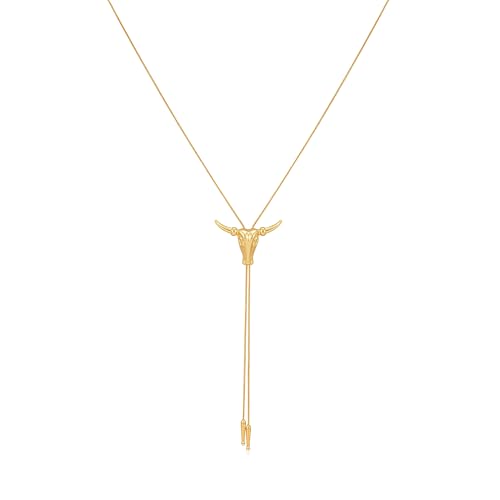 NEPULOY Western Cowgirl Bull Head Necklace for Women Vintage Cowboy Bohemian Y Necklaces Cowboy Bolo Tie Accessories Trendy Western Country Concert Jewelry Gifts Rodeo Outfit