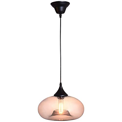 Suspension industrielle vintage avec abat-jour cloche en verre clair