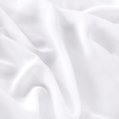 Image of MLMC White Chiffon Fabric by The Yard Pre-Cut Sheer Chiffon Arch Fabric 3 Yards Airy Continuous Draping Panels 60 inch Wide for Wedding Backdrop Craft Ceiling Decor