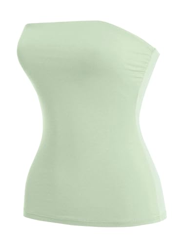 Image of MixMatchy Women's Stretchy Strapless Tube Top Y2K Bandeau Top