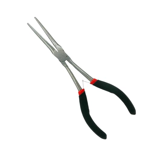 Yianyal Pince longue portée, pince à bec long,Pince à bijoux à angle droit | Pince de fabrication de bijoux de 6 pouces pour les espaces restreints, pince à Long nez à Angle droit, pince de préhension