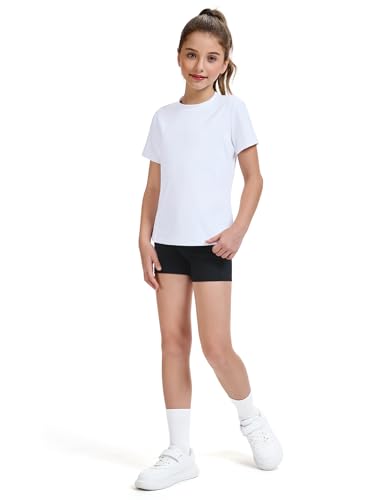 HASMES Girls Athletic Shirts Short Sleeve Active T-Shirts,Basic Tee Tops,Sports Activewear for Kids Teens4