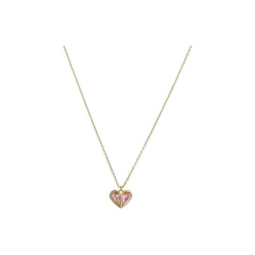 Kate Spade New York Rock Solid Stone Heart Mini Pendant-Boxed Necklace Light Pink/Gold One Size