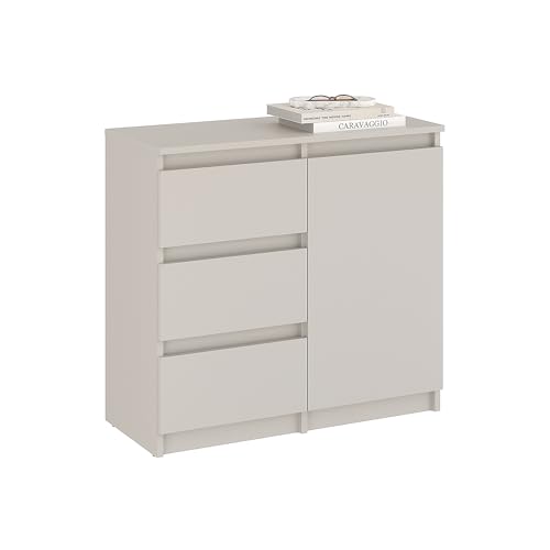 Komto Commode Cachemire avec 3 tiroirs et 1 Porte – Meuble de Rangement Moderne pour Chambre, Salon ou entrée | PIKO 80,4 x 35 x 74,5 cm