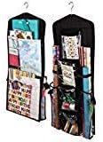 AOTUNO Double-Sided Hanging Gift Wrap Organizer Storage Bag,Wrapping Paper Storage Holder(Black, 17"*40")