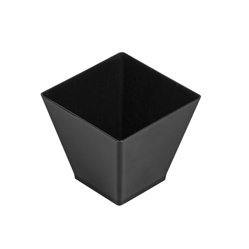 Image of Restaurantware 2-OZ Mini Kova Dessert Tumbler Cup - Elegant Square Black Plastic Cups: Perfect for Serving Desserts and Snack Samples - Disposable and Eco-Friendly - 100-CT