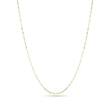 BIZZARRO Cadena de Oro Amarillo 14K Diseño Mirror Twisted 45 cm 1.7 mm Unisex con Cierre Tipo Langosta, Acabado Brillante y Estilo Moderno para Uso...