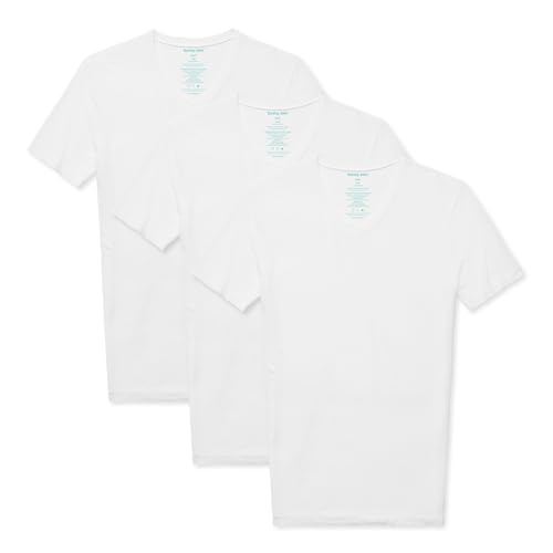 Tommy John Men's High V Neck Undershirt, Second Skin Fabric, Slim Fit T-Shirt with Stay Tuck Design