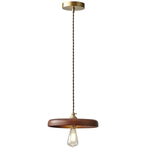 Luminaire suspendu à cordon réglable en bois naturel lustre E27