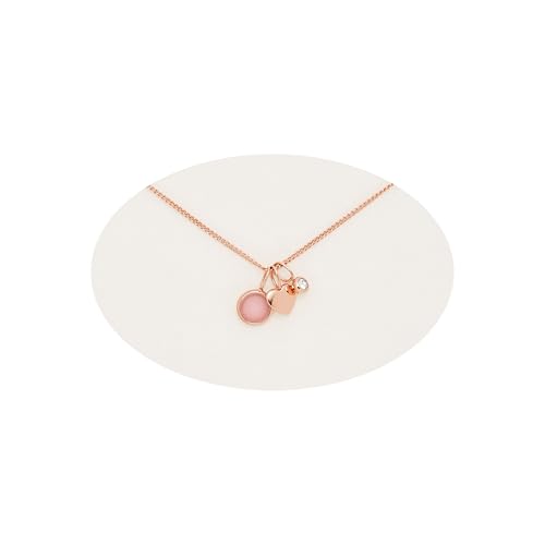 Miniatura 2 de Fossil Collar colgante redondo de acero inoxidable tono oro rosa para mujer con cierre de langosta