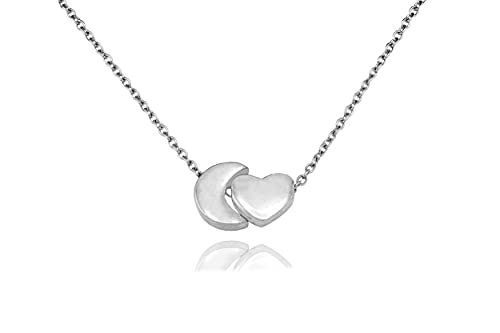 Quan Jewelry Granddaughter Necklace, Cute Necklaces Perfect For Birthday Gift, Moon And Heart Pendant Necklace For Her, Inspirational Jewelry Birthday Gifts For Women With Greeting Card #TOP5