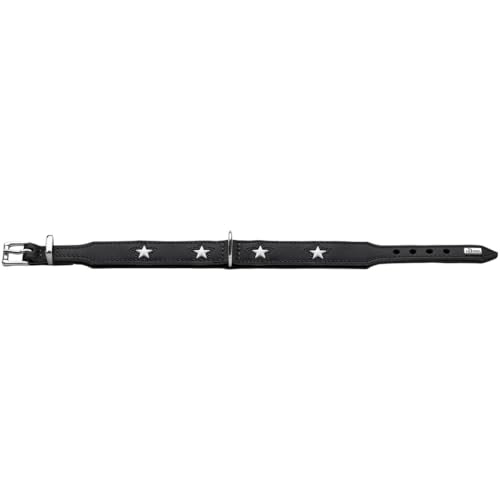 HUNTER MAGIC STAR Hundehalsband, mit Sternen, Leder, weich, 55 (M), schwarz