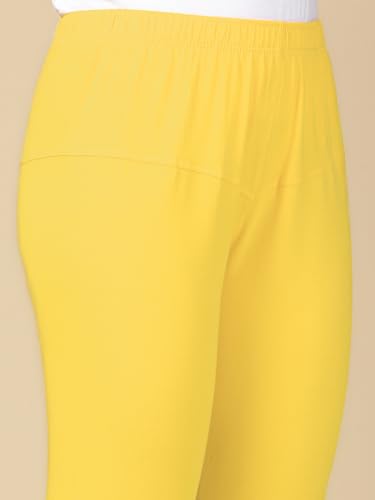 Image of Lux Cozi PYNK Solid Premium Cotton Lycra Churidar Leggings for Women | Regular Fit Elastic Waist Full Length Women Leggings | Free Size
