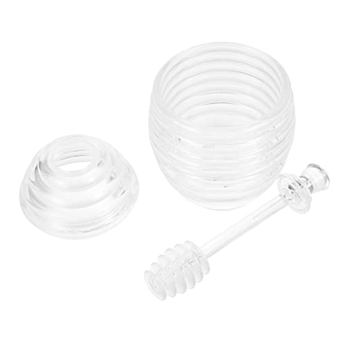 Hemobllo 1Set Plastic Honey Storage Jar with Dipper Syrup Dispenser for Kitchen Compact and Convenient Honey Pot Container for Home Use and Food Preservation