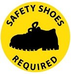 National Marker WFS32 "Walk On, Safety Shoes Required" Floor Sign, PS Vinyl, 17" Diameter