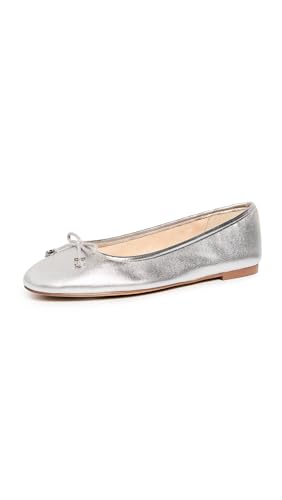 Image of Sam Edelman Women's Felicia Luxe Ballet Flats, Soft Silver, 7.5 Wide US