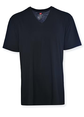 Hanes Men’s Tall 100% Cotton V-Neck Undershirts, Tagless, Ultra Comfort, 6X-Large Tall, Black - 5 Pack2