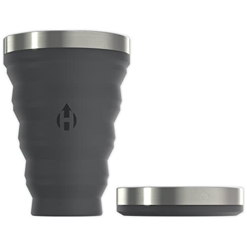 HYDAWAY Pinta plegable | Taza portátil y plegable para agua, cerveza y soda, ideal para viajes, camping, conciertos, portón trasero, capacidad de 16 onzas (negro azabache) Cover