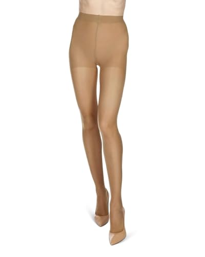 Melas Women's Ultra-Sheer 8 Denier Bare Control Top Pantyhose Suntan Large