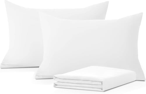 Image of Pack of 2 Youth Pillowcases 16x22 Premium 100% Cotton Blend White Youth Pillow Case Zipper Closure, Super Soft and Cozy Youth Pillow Covers (Size-16x22, White)