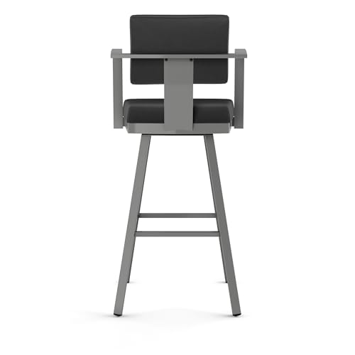 Image of Amisco Akers 26 in. Swivel Counter Stool - Black Faux Leather /Grey Metal