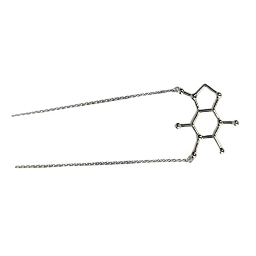 SOIMISS Colar Químico Colar De Molécula De Serotonina Jóia Fantasma De Prata Lindo Colar De Café Colar De Serotonina Feliz Colar Elemento Químico Café Organo Senhorita Liga Decorar Cafeína