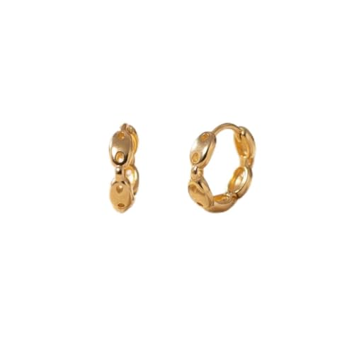 Boucles d'Oreilles - Femme - Créoles - Grain de Café - 18 mm - Plaqué Or Jaune 750/1000 3 Microns
