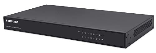 Intellinet Network Solutions 24-Port Gigabit Ethernet AV Switch with Rear-Panel Auto-Sensing Gigabit RJ45 Ports, Green Ethernet Power-Saving Technology and Status LEDs, Desktop, 19" Rackmount