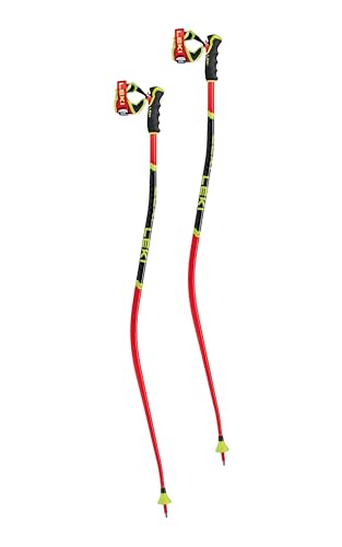 LEKI Sg/Dh 3D Hellrot/Neongelb 130 cm Aluminium Downhill Ski-Poles