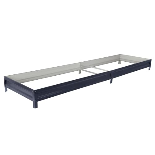 Gardj Hochbeet aus verzinktem Stahl für Garten & Gewächshaus - stabiles Metall Beet mit Verschraubung – ideal für Gemüse und Blumen - wetterfest & rostfrei (Graphit, Höhe - 20cm., 2x1)