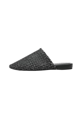 Sabots plats Limma CAMEO pour femme en cuir noir confort