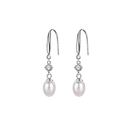 SLUYNZ Solid 925 Sterling Silver Pearl Drop Earrings for Women Teens Natural Freshwater Pearl Dangle Earrings Wedding Bridal Earrings