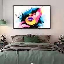 Peintures murales modernes sur toile style pop art abstrait avec lèvres de fille 60x90cm