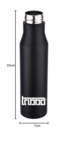 Image of TRIBBO Stainless Steel Water Bottle 1 Litre, Water Bottles for Fridge, School,Gym,Home,Office,Boys, Girls, Kids, Leak Proof(Black,1000 ML,Sipper Cap, Set of 1, Model-Diana)