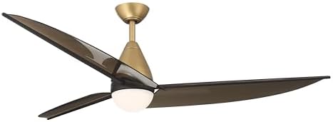 MINKA-AIRE Lirden 65" 5CCT LED Ceiling Fan - Heritage Brass, Dark Bronze and Translucent Brown Smoke Blades with White Lens