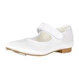 Linodes Economy Unisex-Child Easy Strap Tap Shoe for Girls and Boys Tap Mary Jane Flat-Shiny White-10M-Little Kid