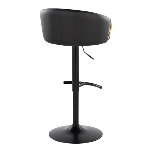 Image of Dream Furnishing - Set of 2 Bar /Kitchen Chairs 360 Degree Rotatable Swivel Elegant Classy & Comfortable Chair with Golden Base and Velvet Fabric (2 Chairs) (Black-Black)