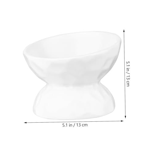 Gamelle surélevée en céramique blanche FRCOLOR pour chat et petit chien - 3