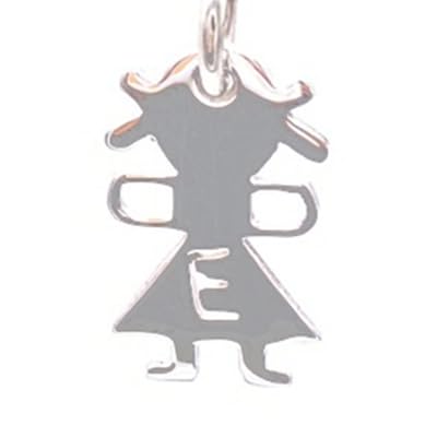 ibamboli - Collana in Corda Bianco e Ciondolo a Forma di Bimba in Argento Personalizzabile con Iniziale