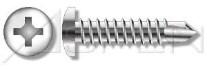(15 pcs) #10 X 2", Self-Drilling Screws, Pan Phillips Drive, AISI 410 Stainless Steel