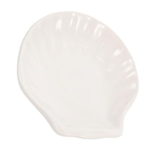 HOLIDYOYO Ceramic Shell Shaped Tea Bag Rest Holder Snack Dish for Sauces Seasoning and Dipping for Tearooms Offices and Home Use Present for Friends and Family