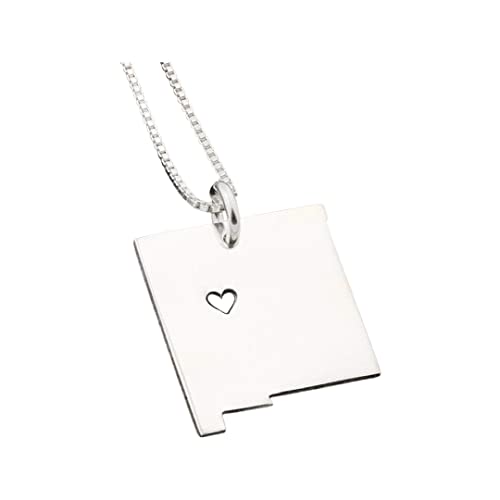 New Mexico Necklace Sterling Silver Personalized New Mexico State Necklace With Heart Comes With Box Style Chain - Hometown Jewelry Gift #TOP14