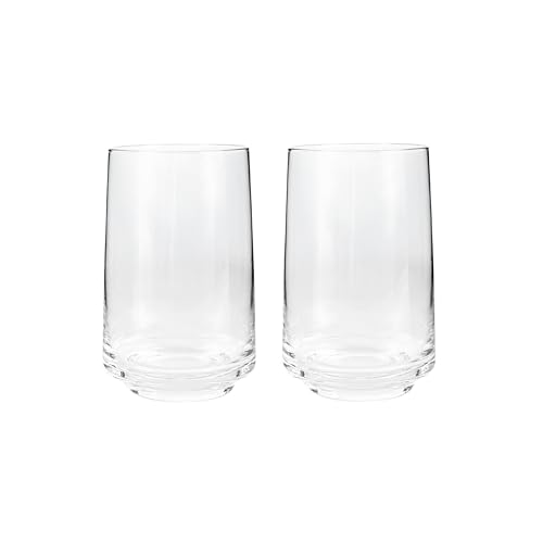 Denby - Natural Canvas Large Tumblers Set of 2 - 500ml Hand Blown Hand Finished Water Glasses - Dishwasher Safe, Contemporary Clear