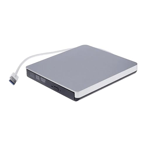 ZGJIAJU Reproductor de DVD Grabadora De CD DVD RW Externa Delgada, Grabadora USB 3,0, Lector, Unidades Ópticas For Ordenador Portátil, PC, Grabadora De DVD(Silvery)