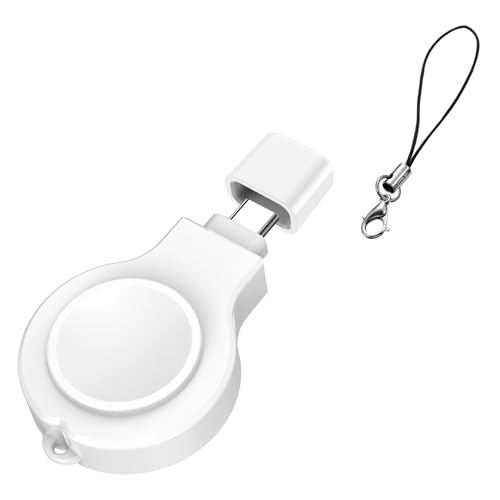 Portable Magnetic Fast Charger for Samsung Galaxy Watch 8 (40mm/44mm), 8 Classic, Ultra 2 – Charging Cable with Lanyard – White