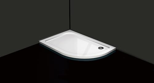 Quadrant Offset White Stone Shower Tray for Shower Enclosure Slimline Heavy with Waste (1200 x 800mm Right)