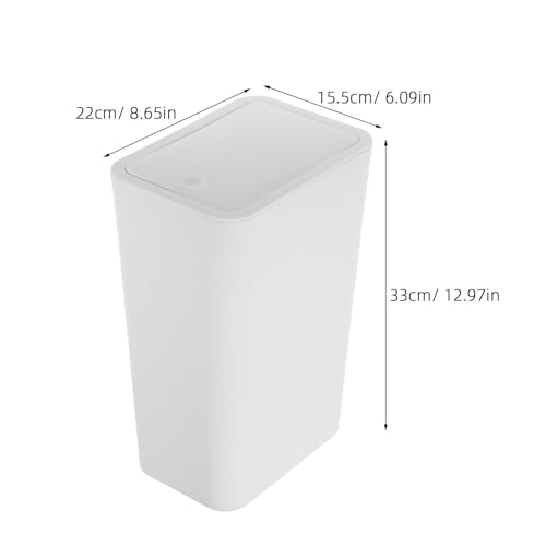 Caneca de basura cuadrada blanca con tapa de press VICASKY miniatura 2