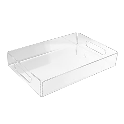 Luqeeg Bandeja Acrílica Transparente, Bandeja de Servicio Liviana con Manijas, Ideal para Sala de Estar de Cocina, Fácil de Organizar, para la Comida de la Cama del Desayuno